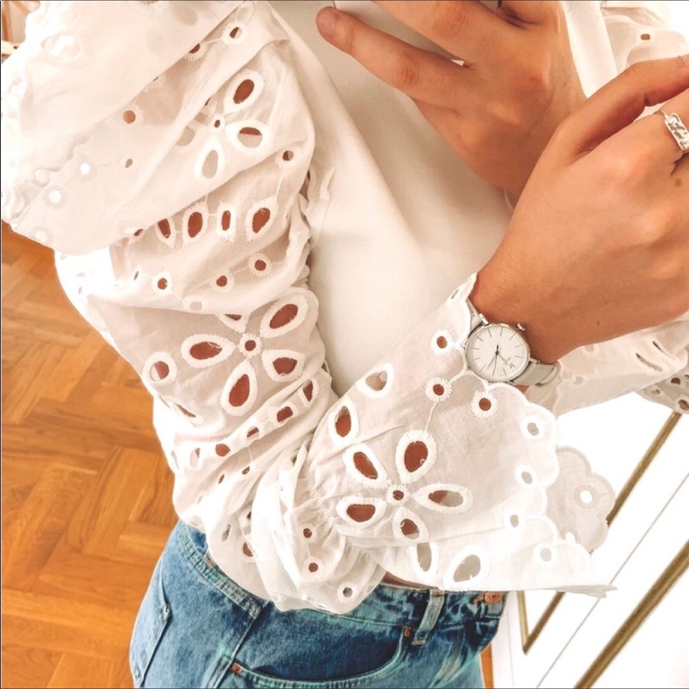 Zara Puffy Sleeves Balloon Shoulder Knit Top - Picture 5 of 5